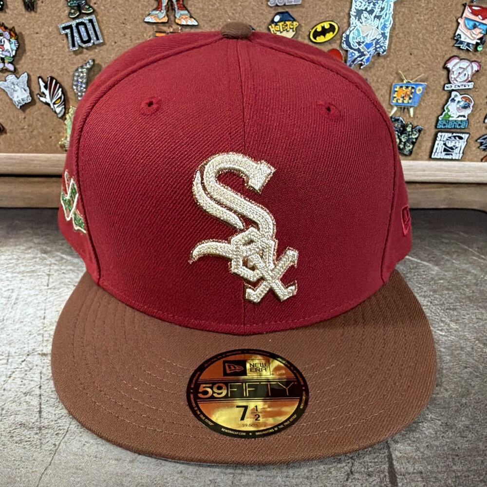 New Era 59FIFTY Chicago White Sox Red/Brown MLB Fitted Cap Hat Size 7 1/2